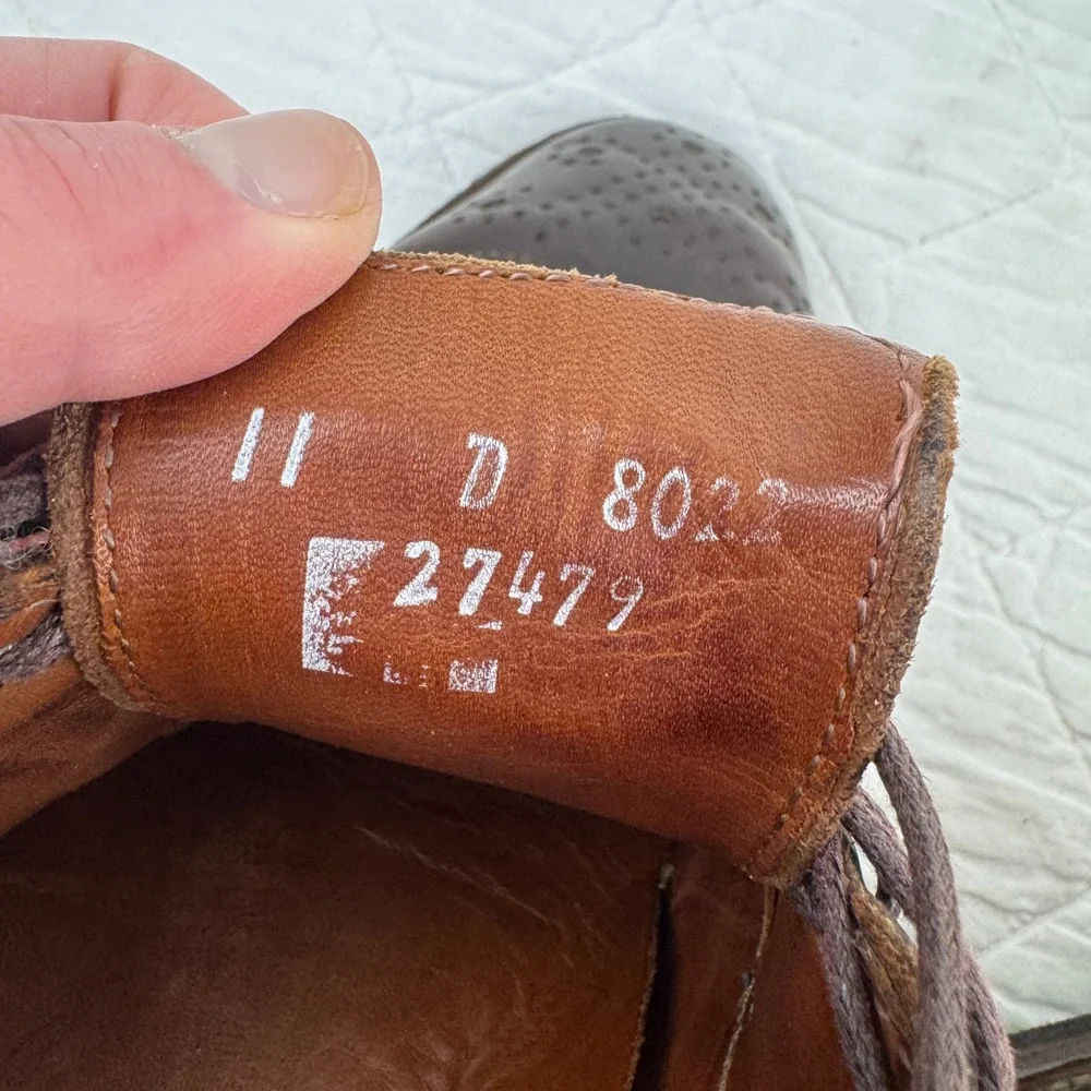 Allen Edmonds Aberdeen Mens 11 D Brown Leather Wingtip Derby Dainite‎ Sole 8022